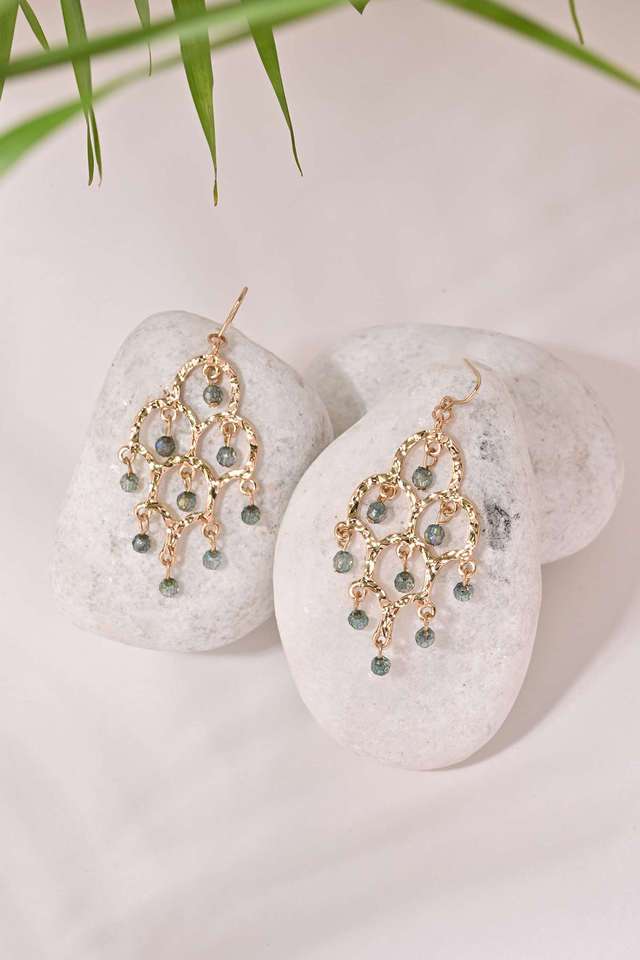 Gold-Plated-Blue-Hanging-Beads-Jali-Shape-Hook-Drop-Earrings-For-Women