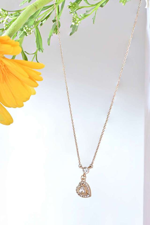 Gold-Plated-Floral-Cz-Stone-Studded-Charm-Necklace-Fro-Women