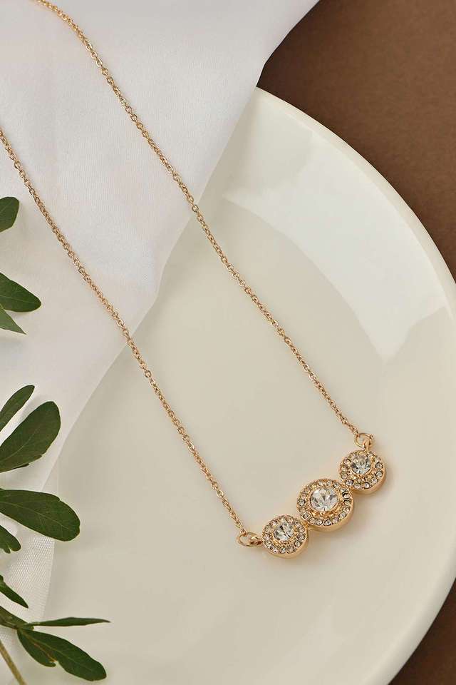 Gold-Plated-Floral-Cz-Stone-Studded-Charm-Necklace