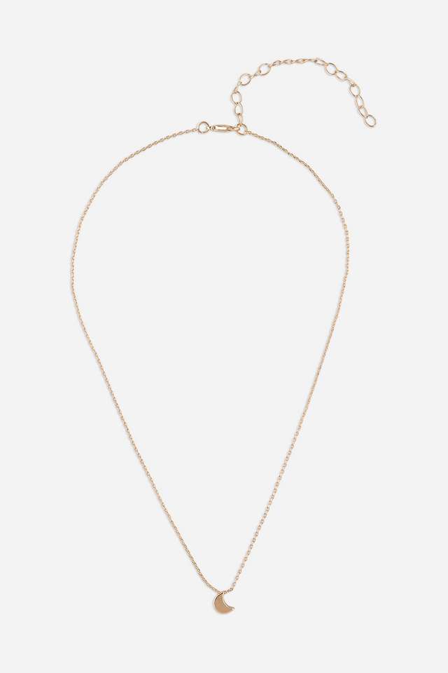 Gold-Plated-Half-Moon-Charm-Necklace-For-Women