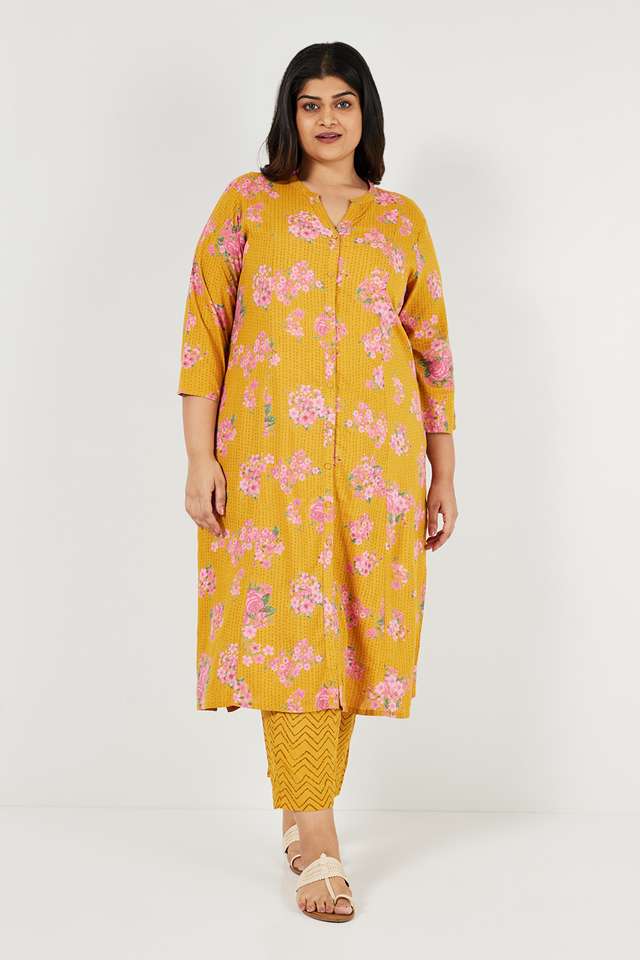Plus-Size-Printed-Rayon-Mandarin-Collar-Women-s-Casual-Wear-Kurta
