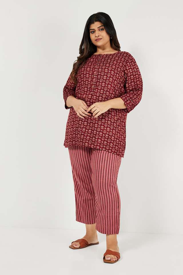 Plus-Size-Printed-Rayon-Round-Neck-Women-s-Casual-Wear-Kurti