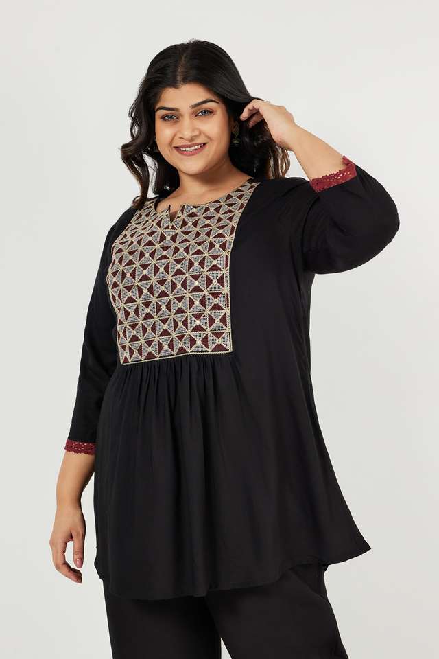 Plus-Size-Embroidered-Rayon-Round-Neck-Women-s-Casual-Wear-Kurti