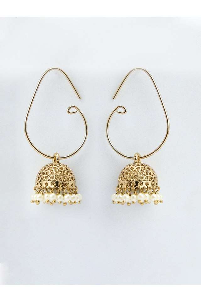Gold-Bridal-Jhumka-Hoop-with-Pearls