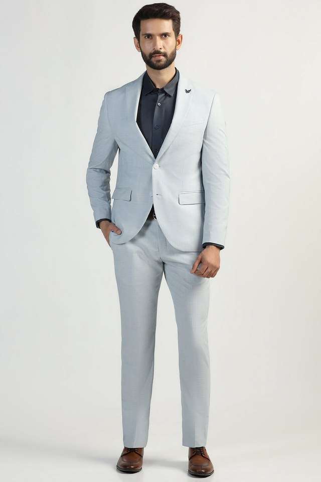 Checks-Polyester-Slim-Fit-Men-s-Formal-Wear-Suit