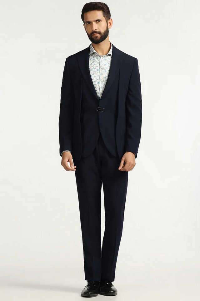Solid-Polyester-Slim-Fit-Men-s-Casual-Wear-Suit