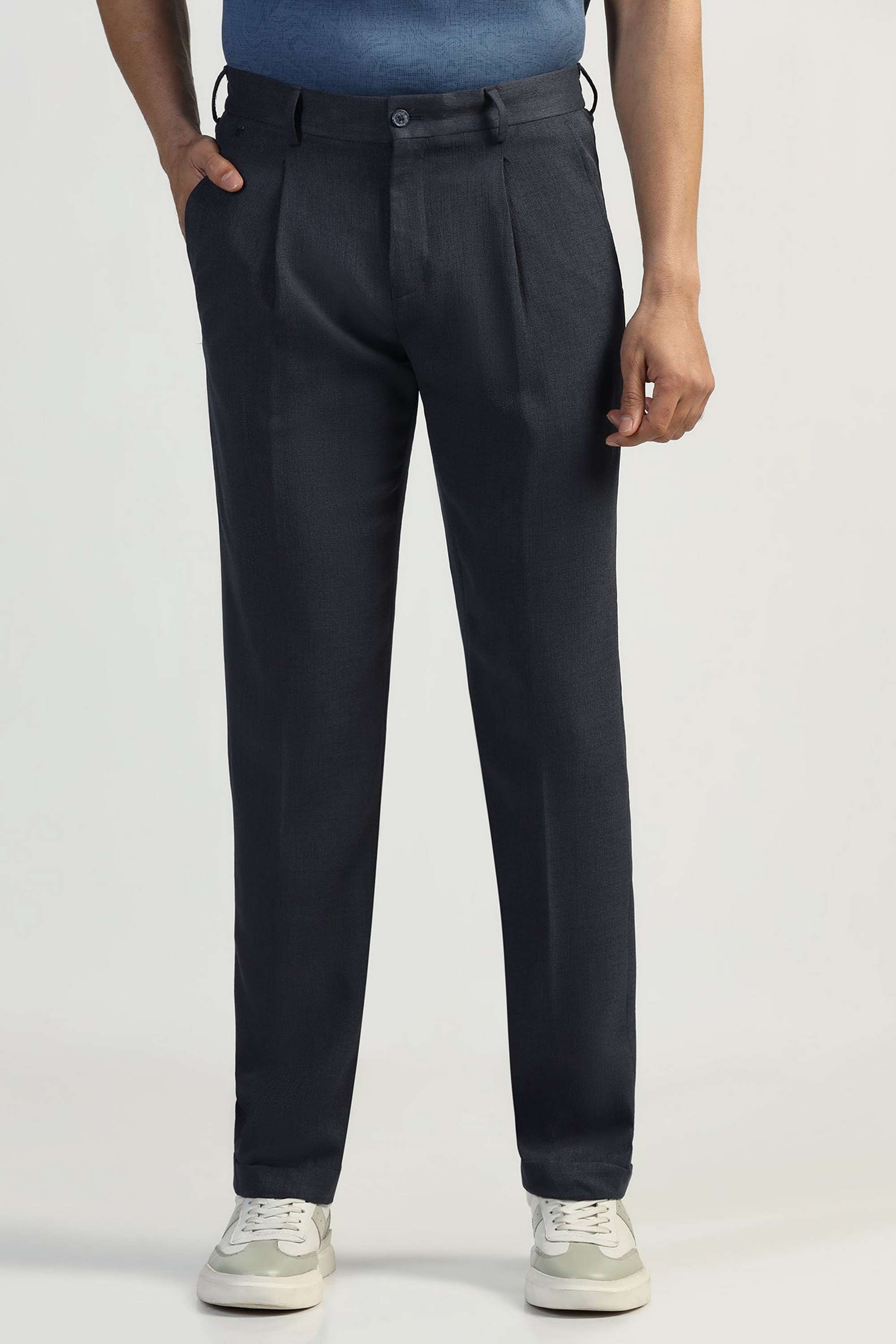 Solid-Polyester-Super-Slim-Fit-Men-s-Trousers