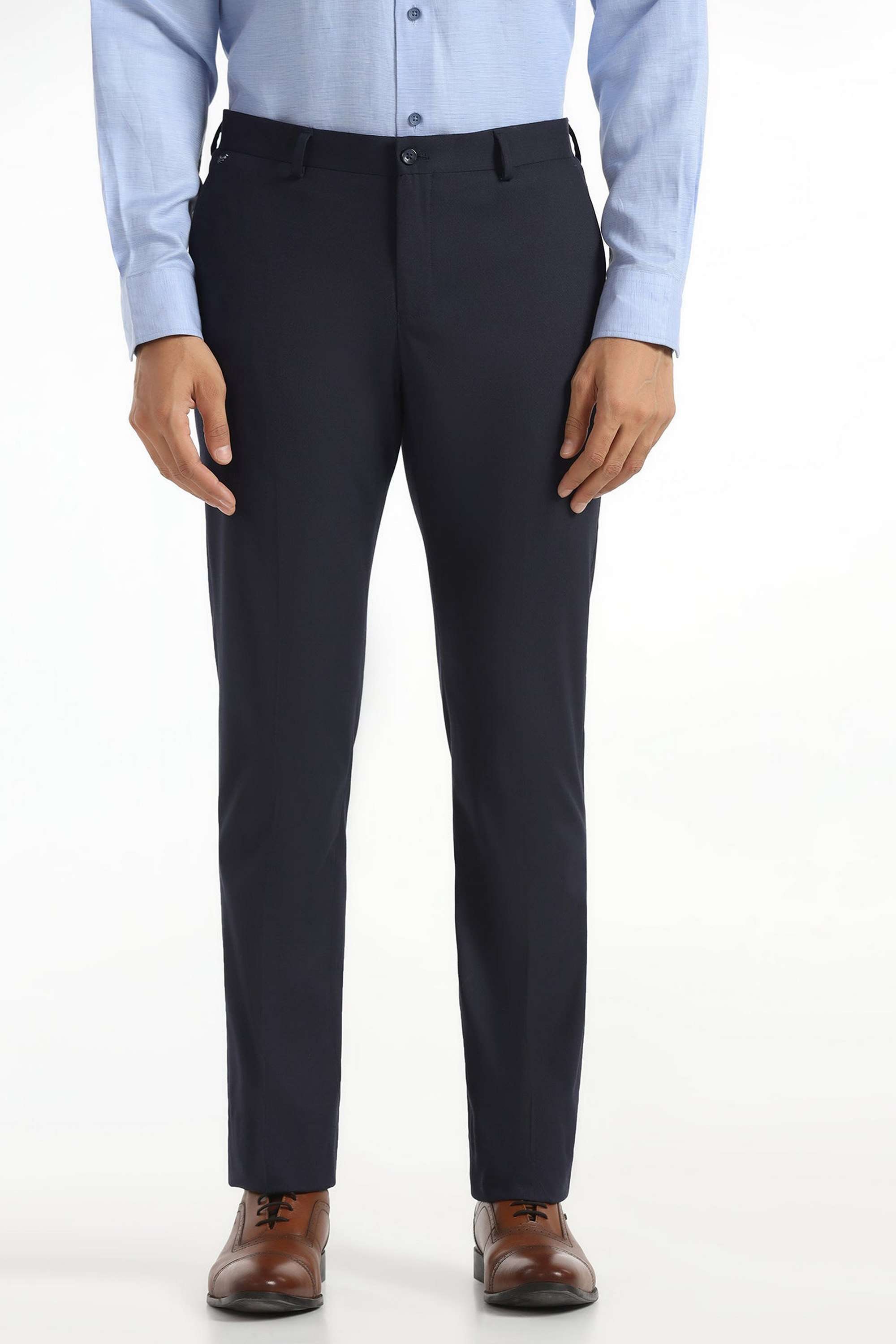 Solid-Polyester-Slim-Fit-Men-s-Trousers