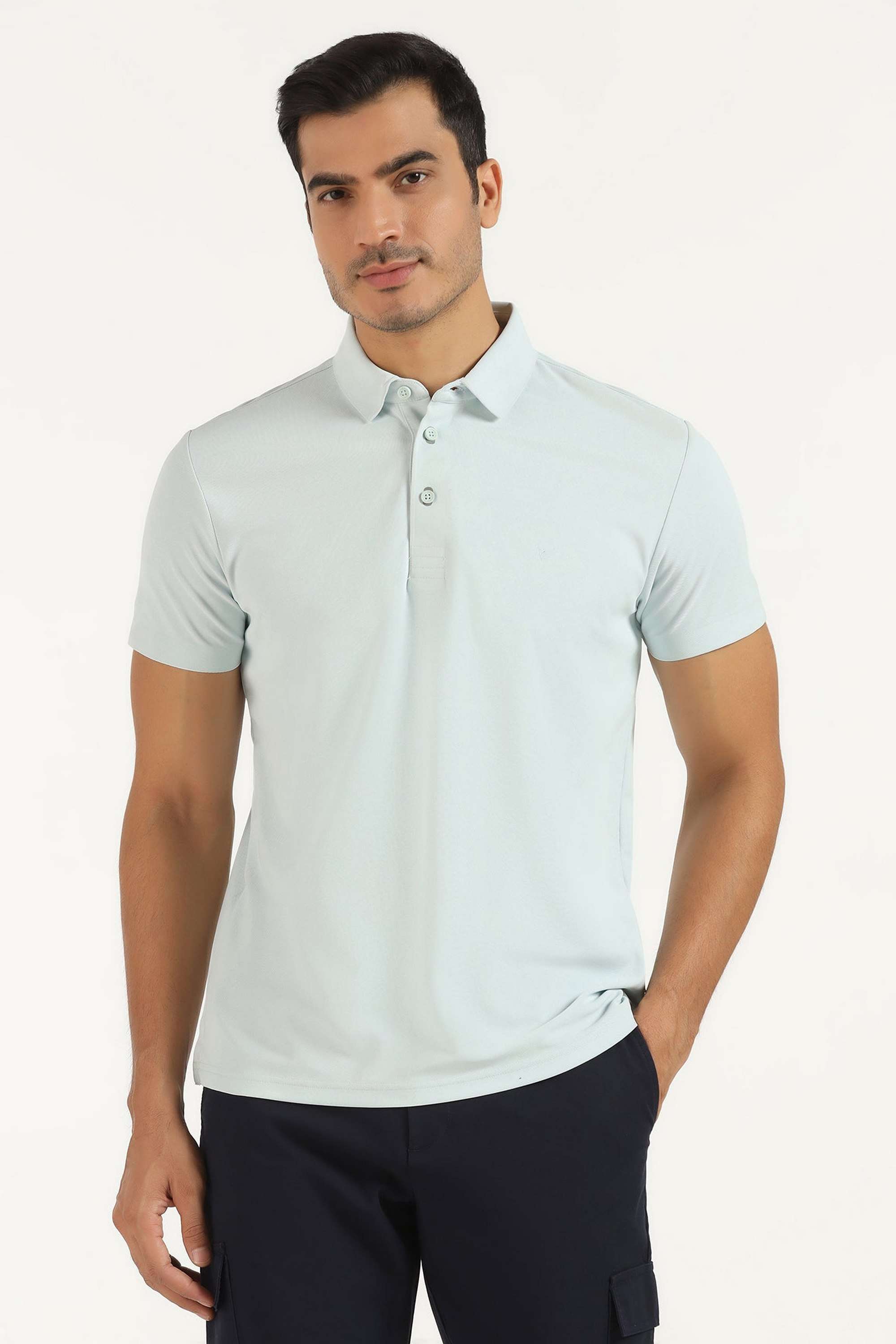 Solid-Polyester-Slim-Fit-Men-s-T-Shirt