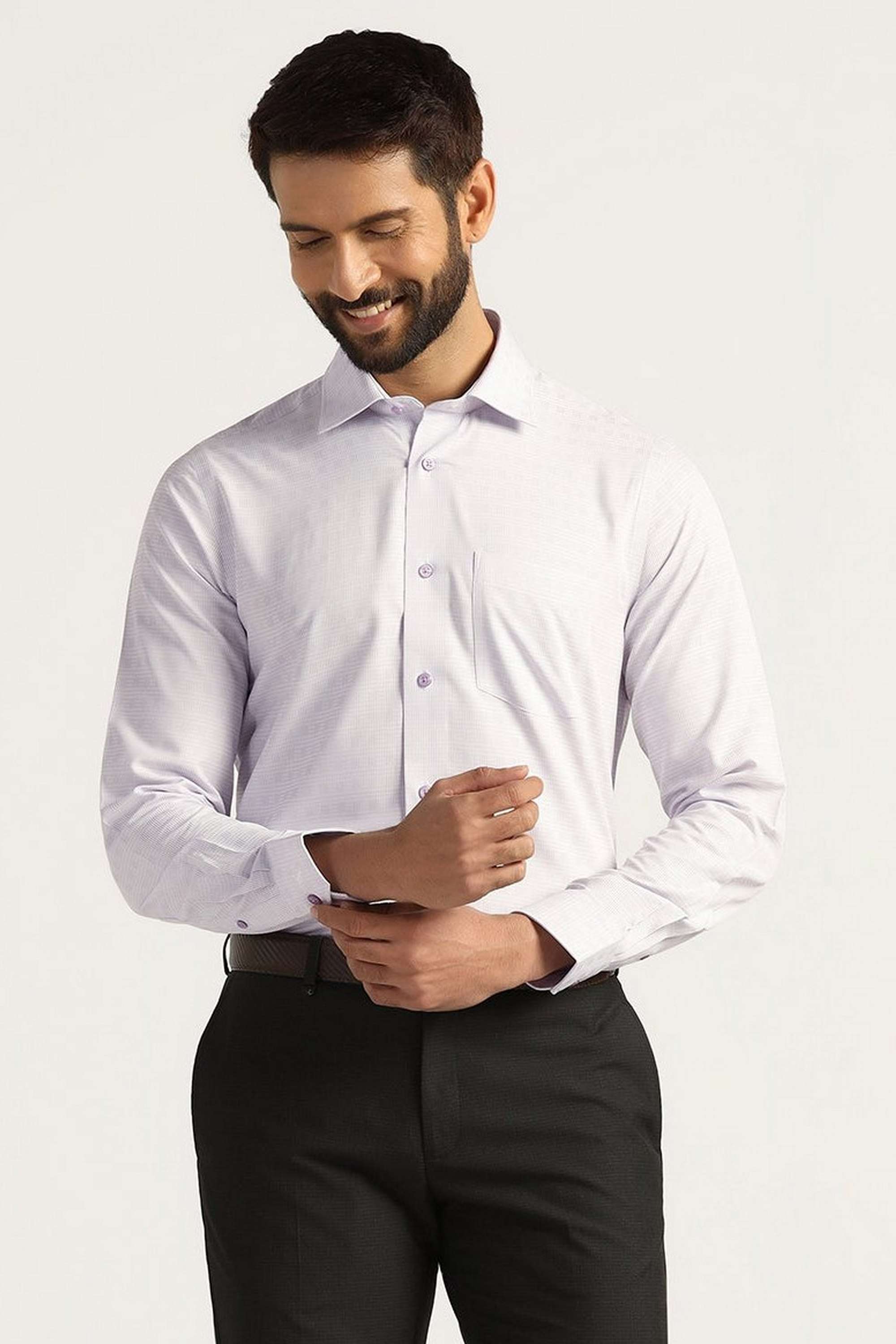 Dobby-Polyester-Slim-Fit-Men-s-Shirt