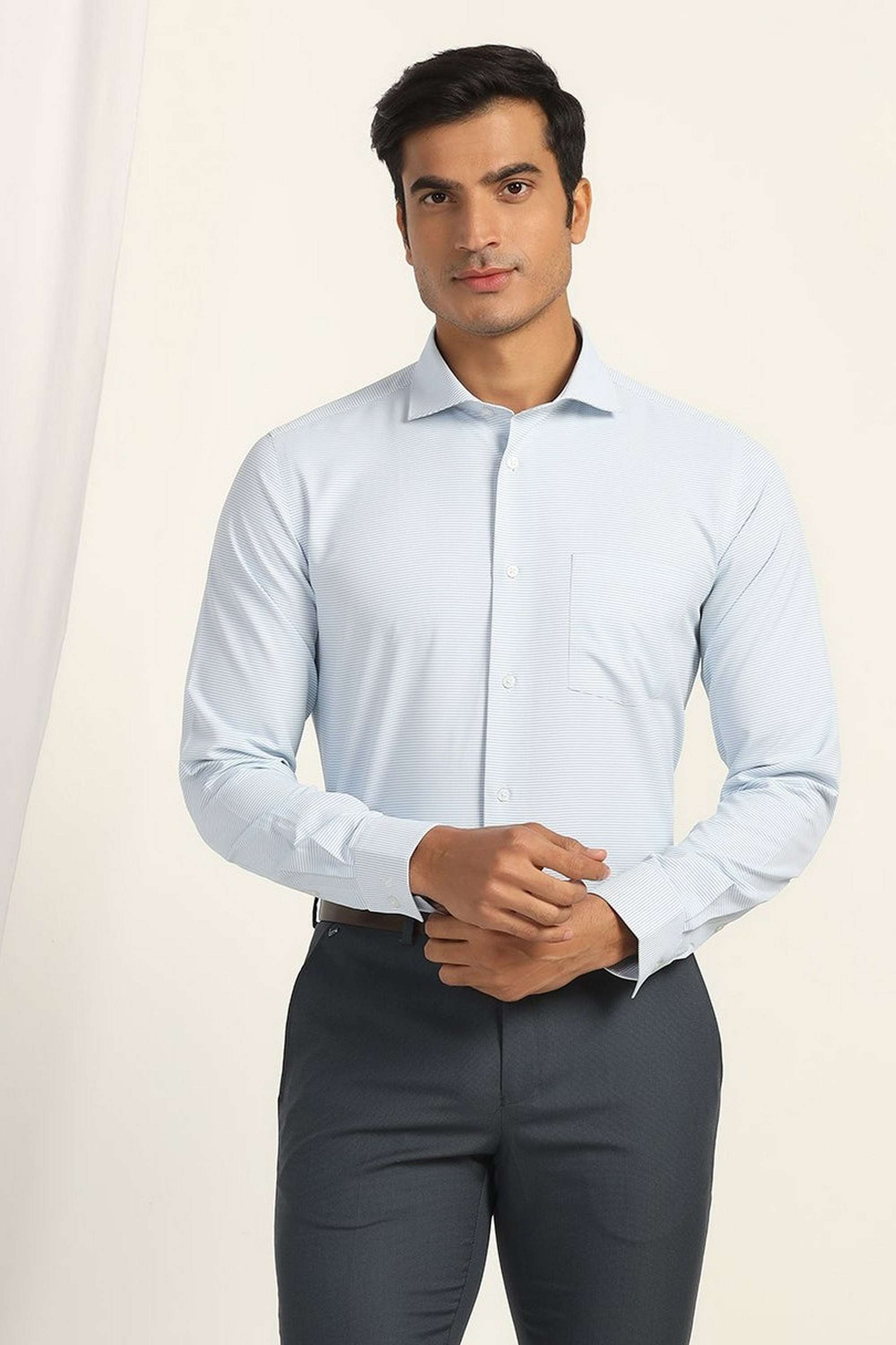 Dobby-Polyester-Slim-Fit-Men-s-Shirt