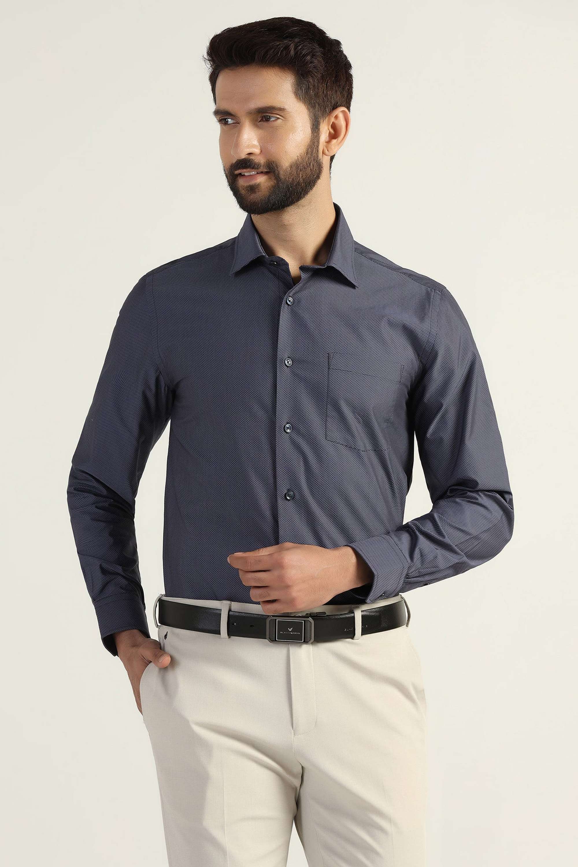 Dobby-Cotton-Blend-Slim-Fit-Men-s-Shirt