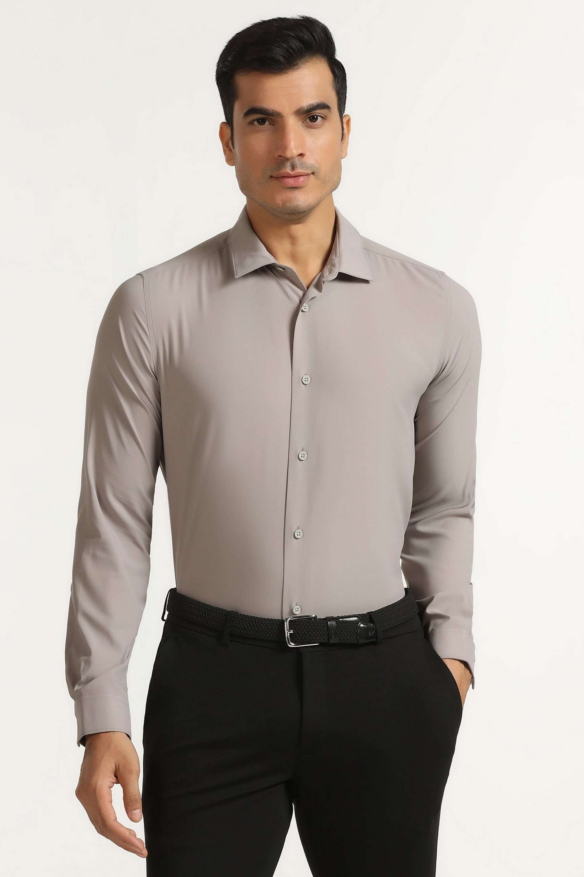 Solid-Nylon-Slim-Fit-Men-s-Shirt