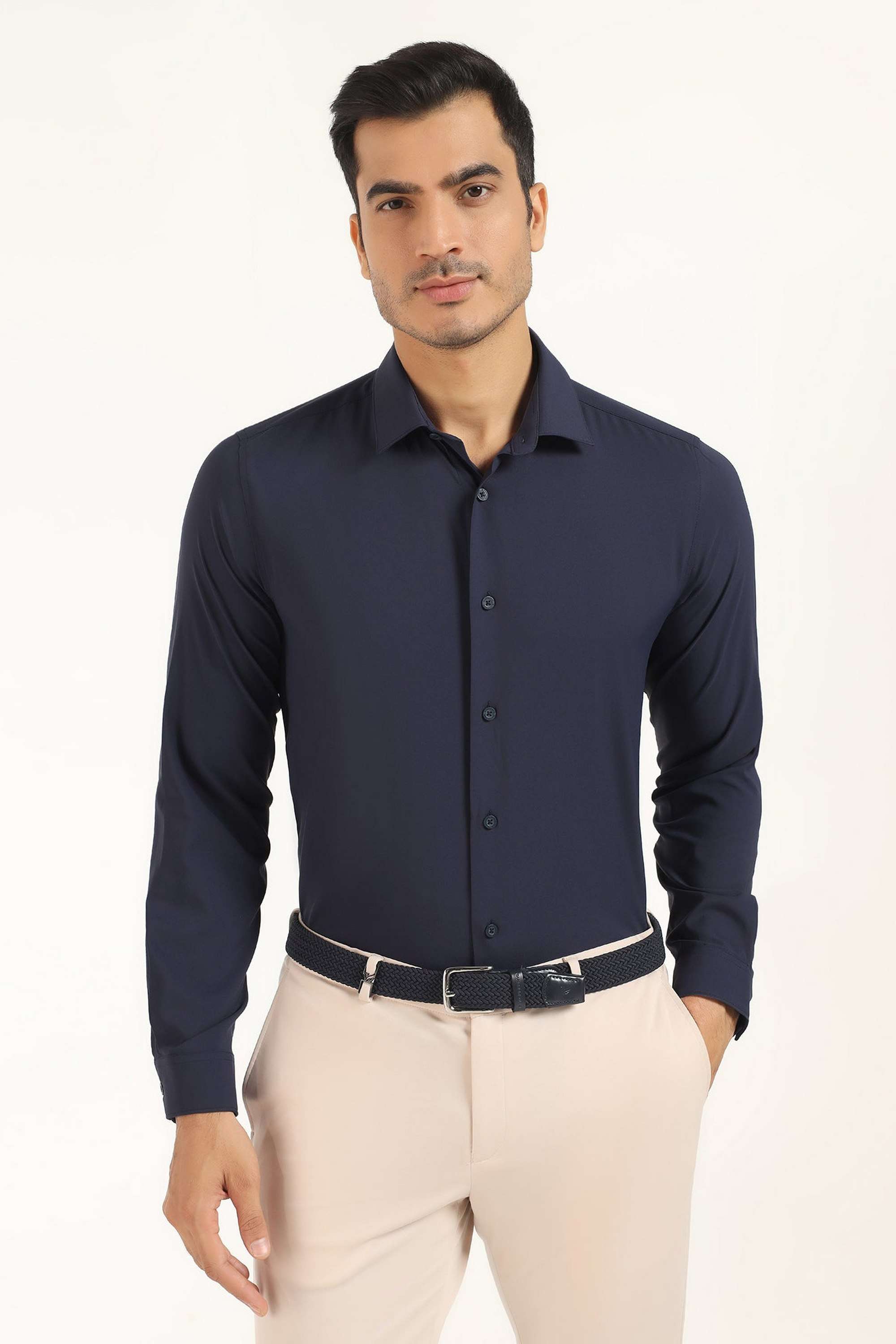 Solid-Nylon-Slim-Fit-Men-s-Shirt
