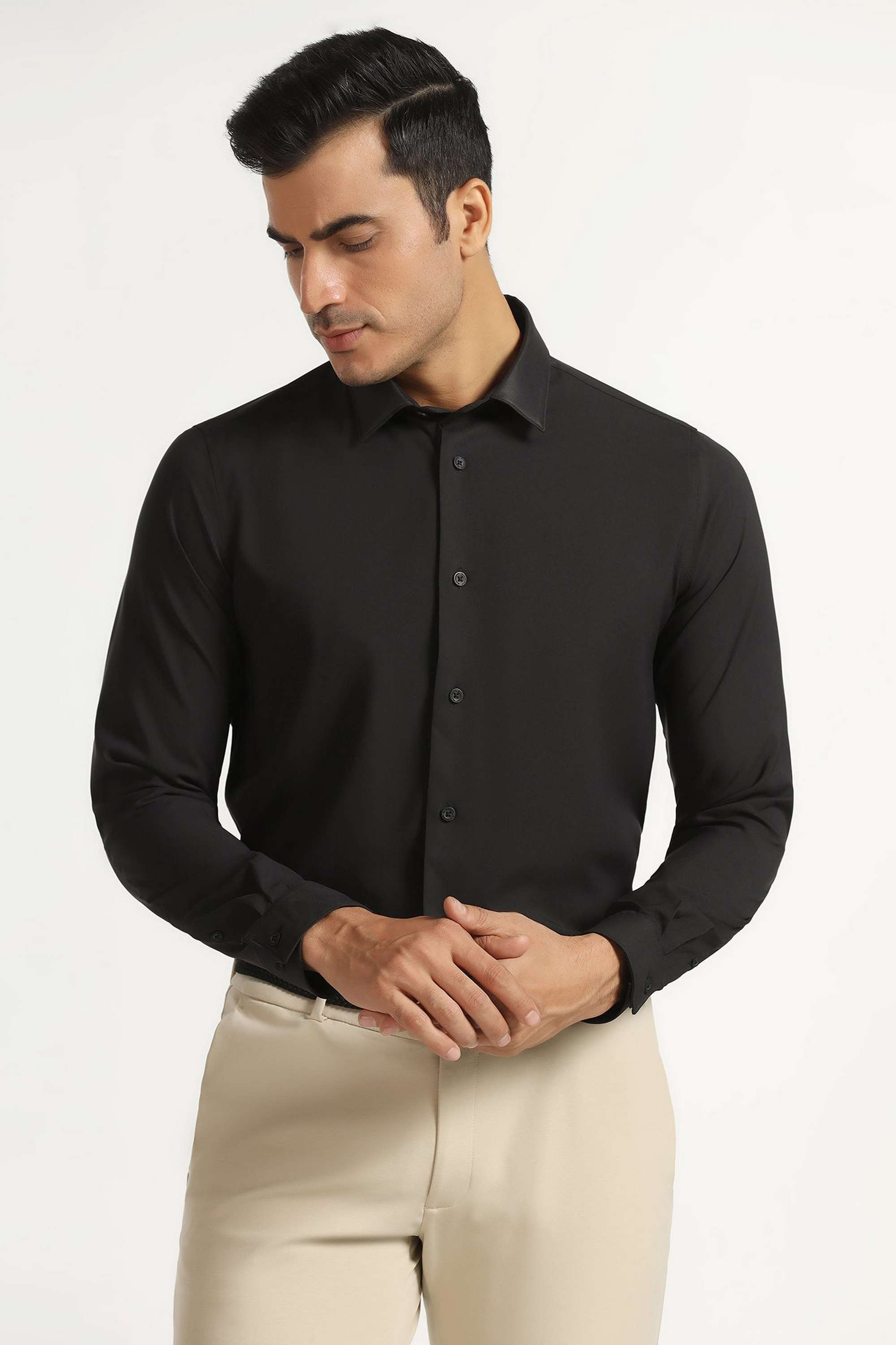 Solid-Nylon-Slim-Fit-Men-s-Shirt