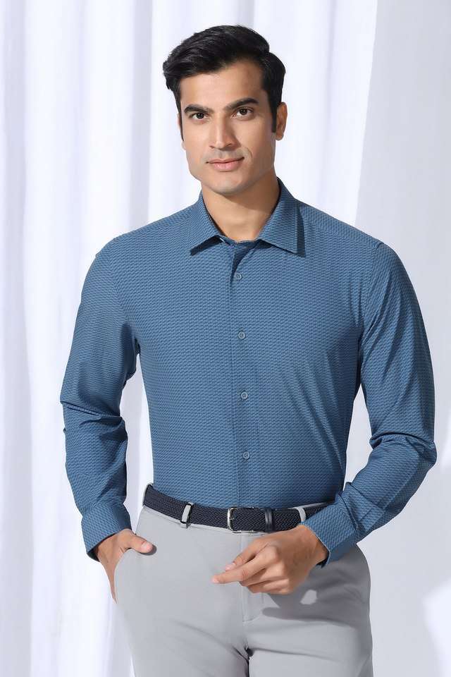 Dobby-Polyester-Slim-Fit-Men-s-Formal-Wear-Shirt
