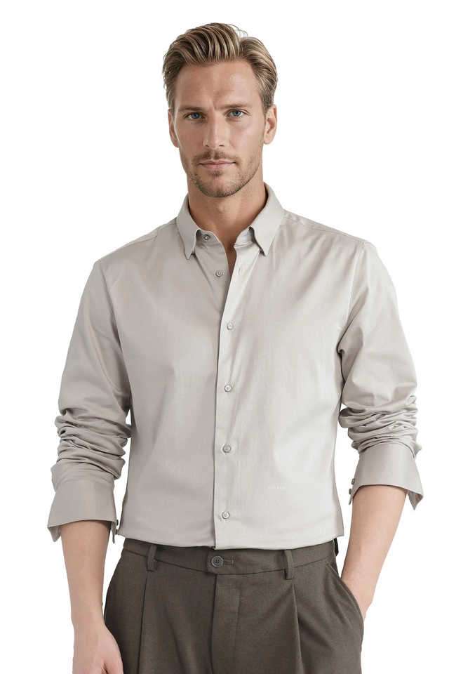 Solid-Cotton-Regular-Fit-Men-s-Casual-Wear-Shirt