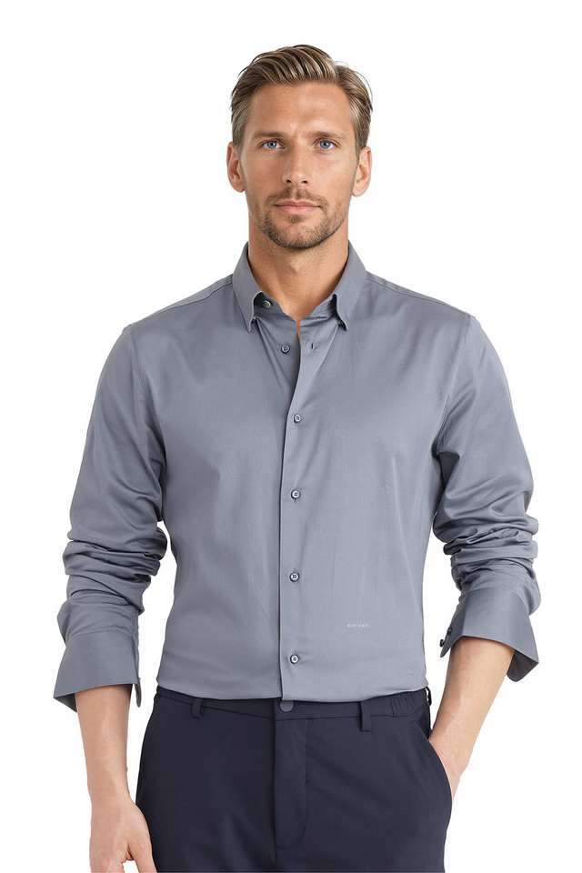 Solid-Cotton-Regular-Fit-Men-s-Casual-Wear-Shirt