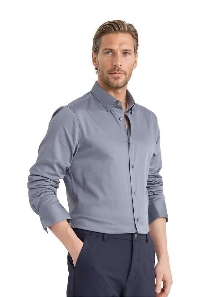 Solid-Cotton-Regular-Fit-Men-s-Casual-Wear-Shirt
