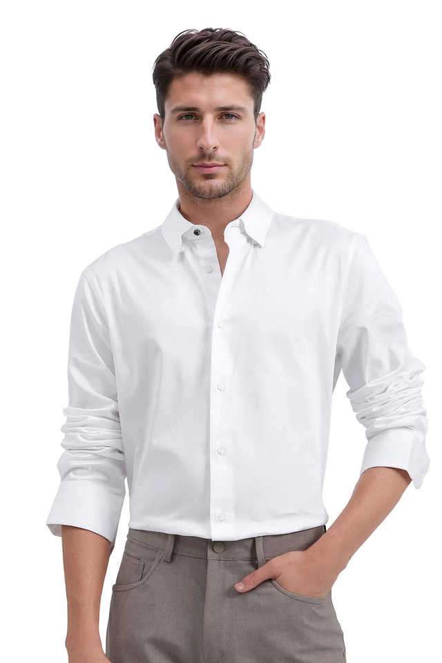 Solid-Cotton-Regular-Fit-Men-s-Casual-Wear-Shirt