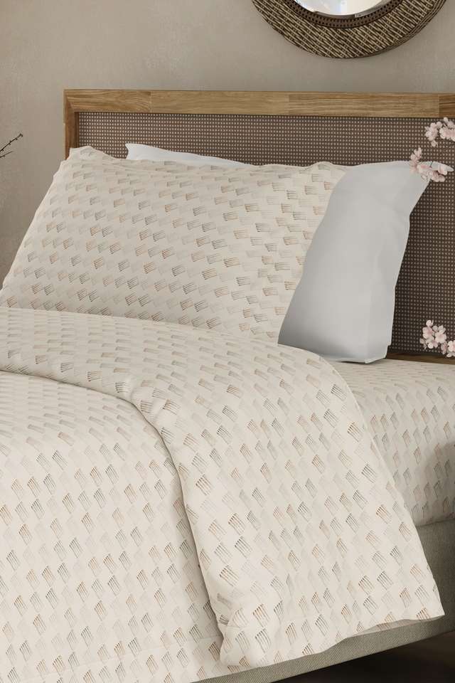 Cottage-Garden-100--Cotton-300-TC-Single-Bedsheet-with-1-Pillow-Cover---Multicolor-Geometrical-Print