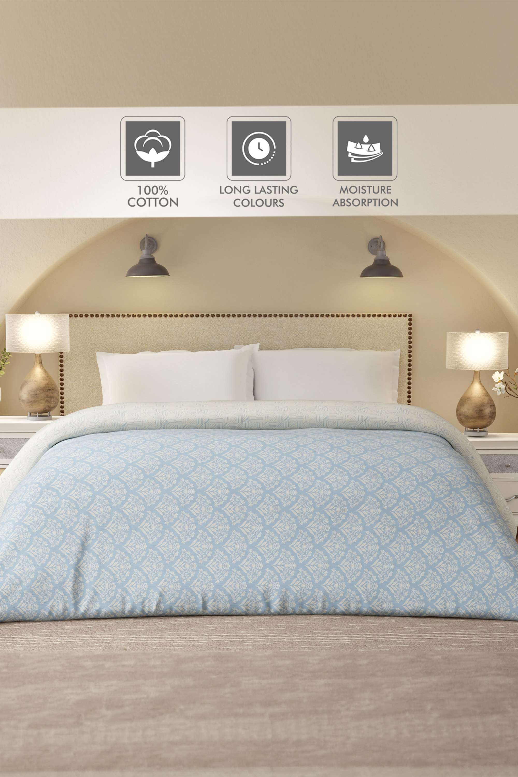 Cottage-Garden-100--Cotton-300-TC-Blue-&-Beige-Printed-Double-Reversible-Comforter