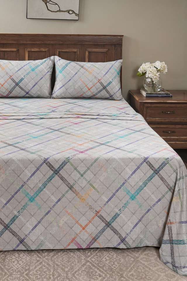 Rhombus-Grey-Single-Bed-Sheet-with-Pillow-Case