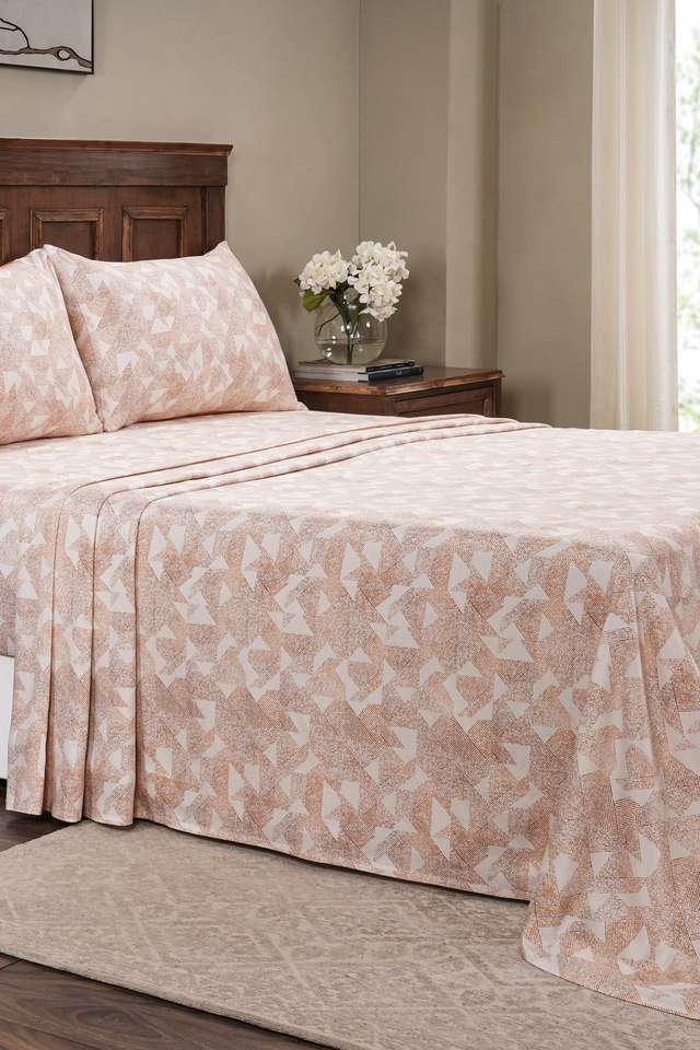 Triangle-Orange-Single-Bed-Sheet-with-Pillow-Case