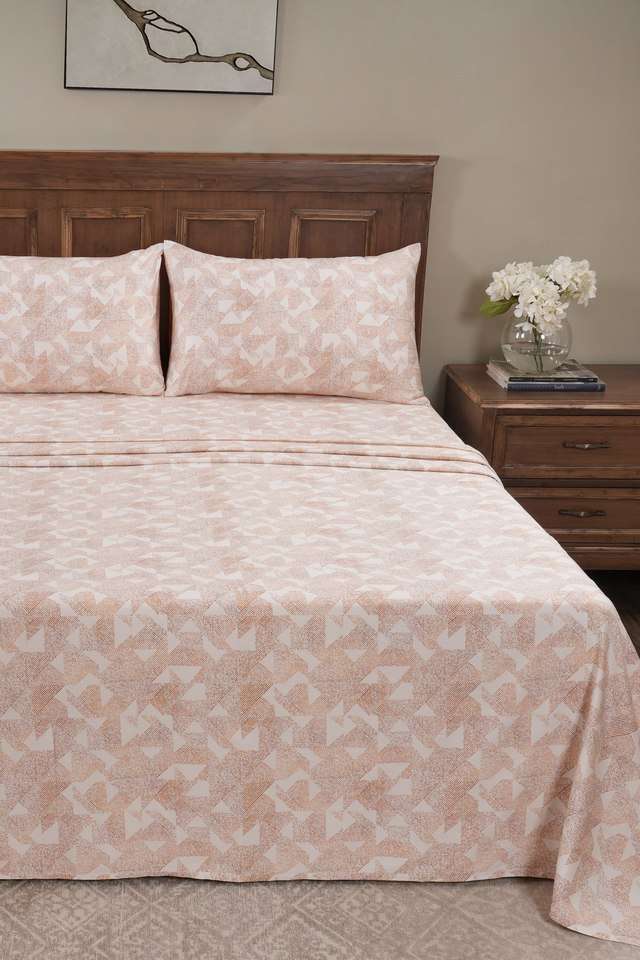 Triangle-Orange-Single-Bed-Sheet-with-Pillow-Case