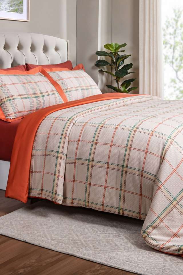 Mosaic-Plaid-Blue-Single-Duvet-Cover-with-Pillow-Case