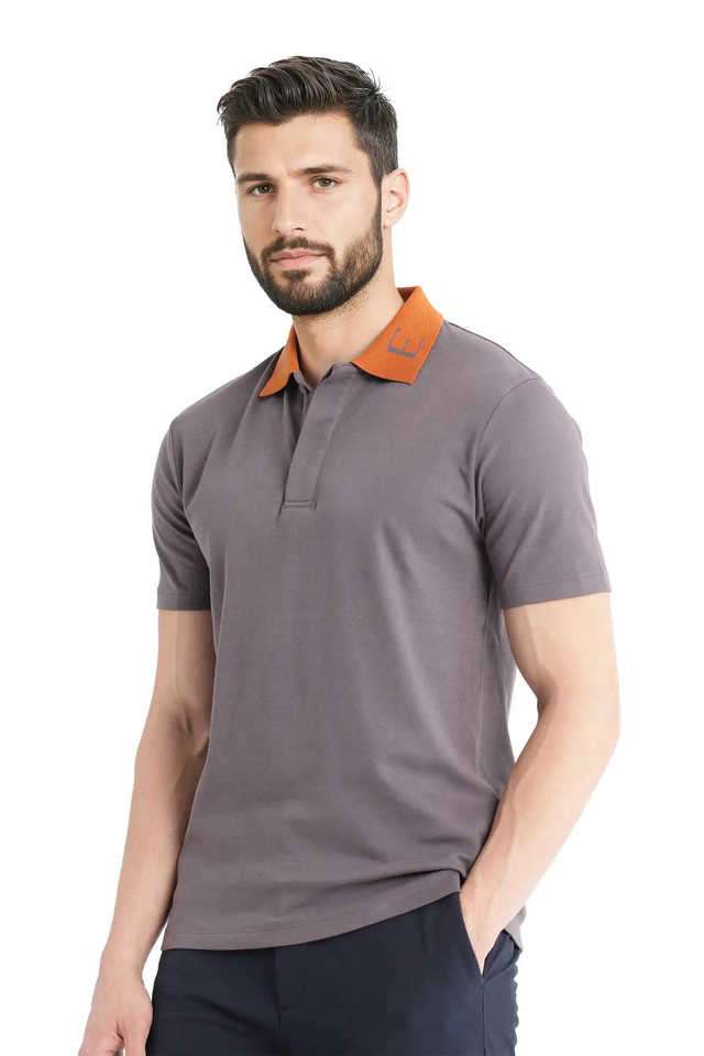 Buy Rare Rabbit Grey Solid Cotton Polo Men's T-Shirt Shoppers Stop