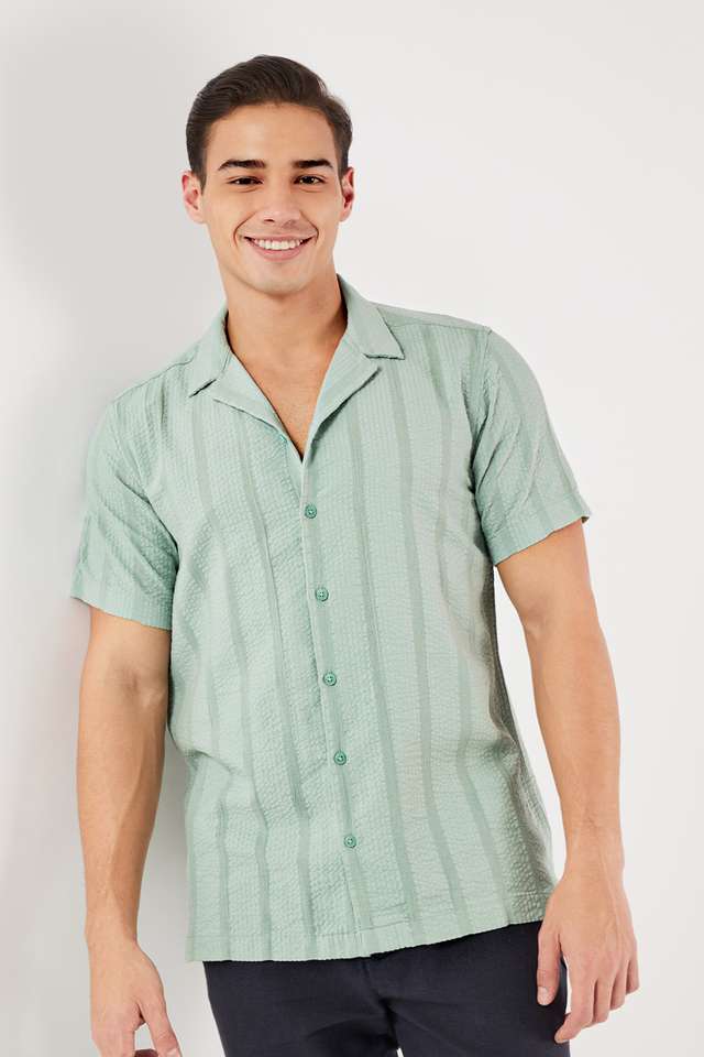 Stripes-Cotton-Blend-Slim-Fit-Men-s-Casual-Wear-Shirt