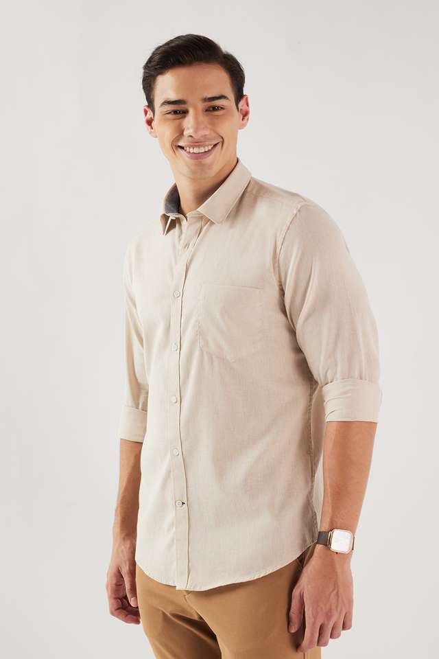 Solid-Cotton-Blend-Slim-Fit-Men-s-Casual-Wear-Shirt