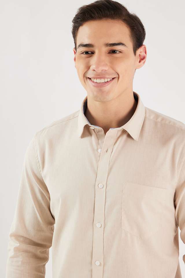 Solid-Cotton-Blend-Slim-Fit-Men-s-Casual-Wear-Shirt