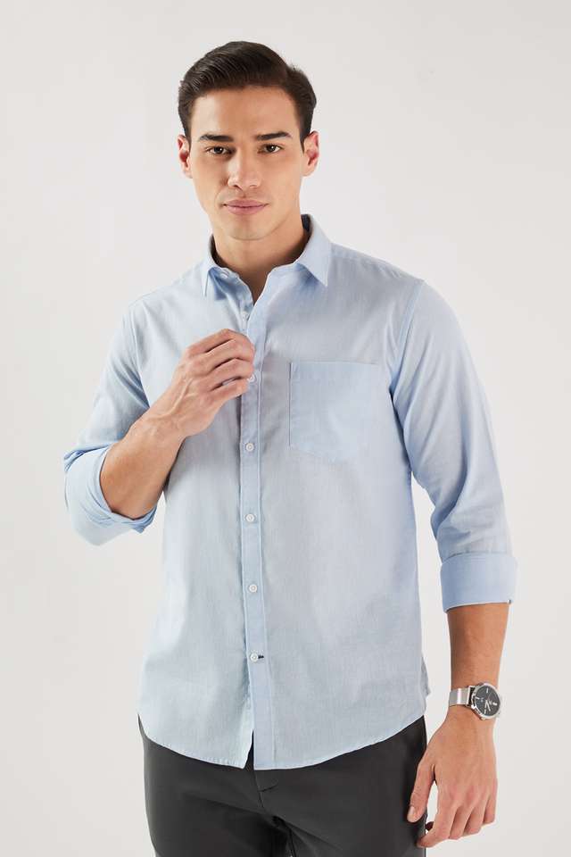 Solid-Cotton-Blend-Slim-Fit-Men-s-Casual-Wear-Shirt