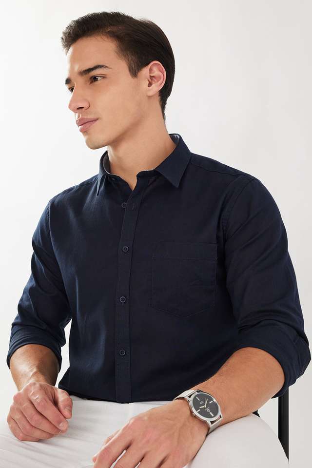 Solid-Cotton-Blend-Slim-Fit-Men-s-Casual-Wear-Shirt