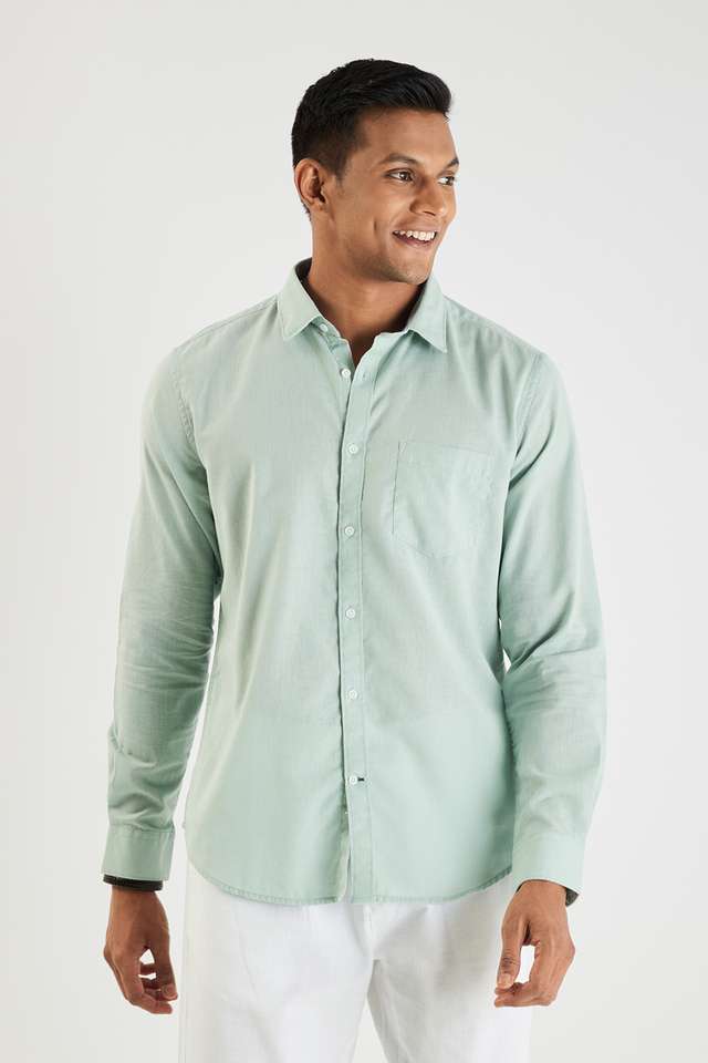 Solid-Cotton-Blend-Slim-Fit-Men-s-Casual-Wear-Shirt