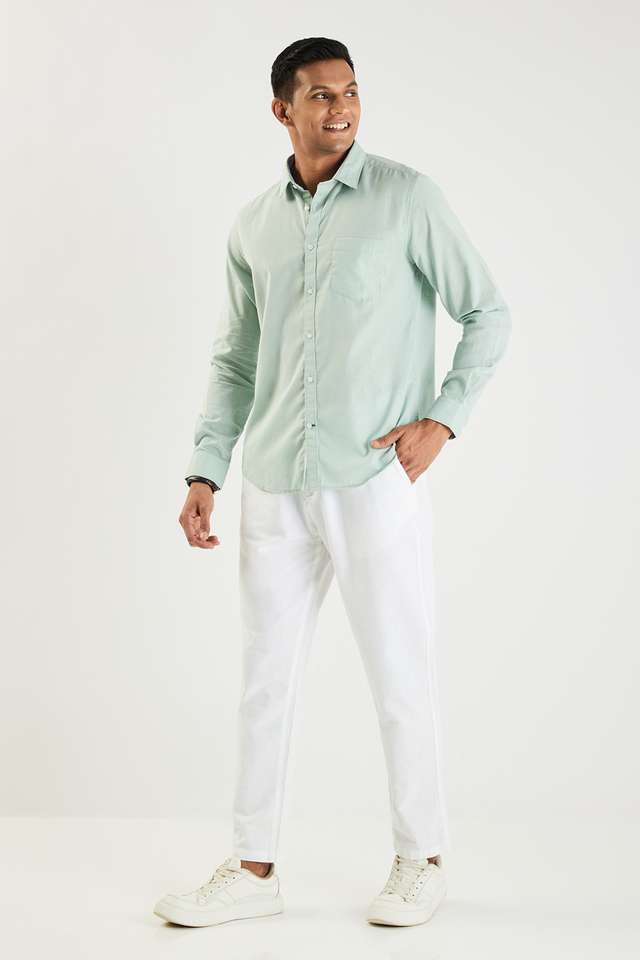 Solid-Cotton-Blend-Slim-Fit-Men-s-Casual-Wear-Shirt