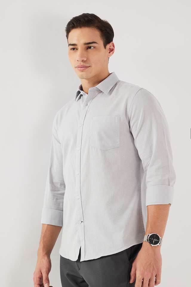 Solid-Cotton-Blend-Slim-Fit-Men-s-Casual-Wear-Shirt