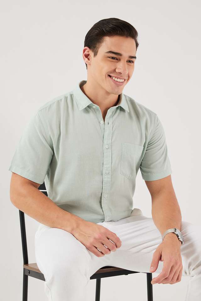 Solid-Linen-Blend-Slim-Fit-Men-s-Casual-Wear-Shirt