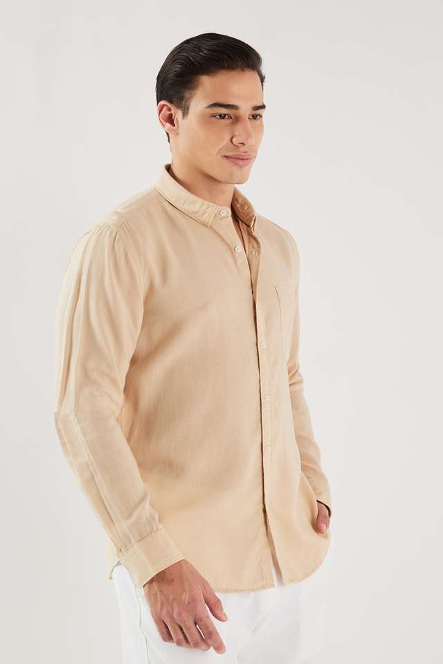 Solid-Linen-Blend-Slim-Fit-Men-s-Casual-Wear-Shirt