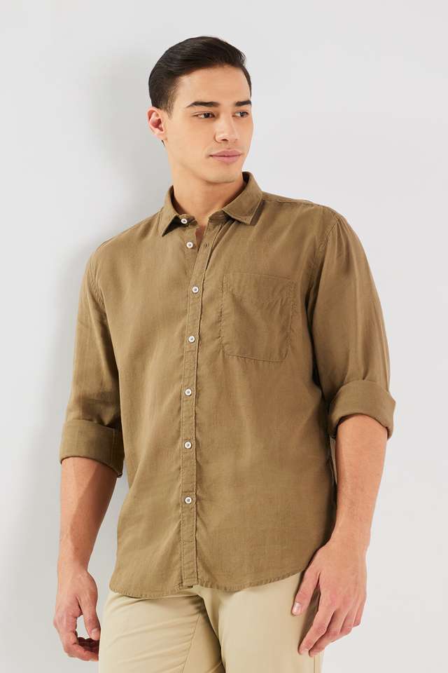 Solid-Linen-Blend-Slim-Fit-Men-s-Casual-Wear-Shirt