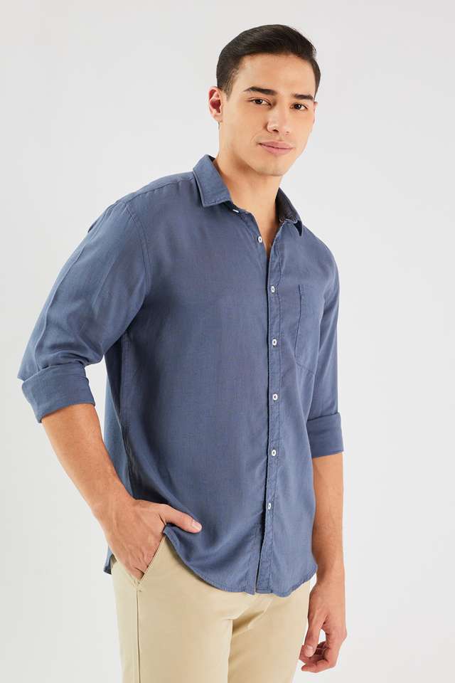 Solid-Linen-Blend-Slim-Fit-Men-s-Casual-Wear-Shirt