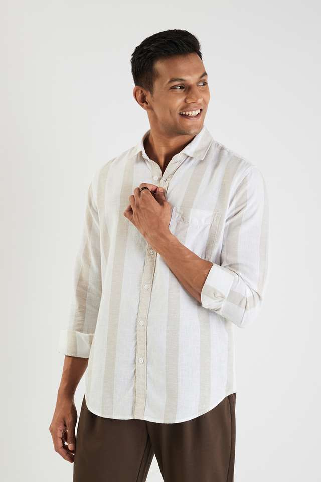 Stripes-Linen-Blend-Slim-Fit-Men-s-Casual-Wear-Shirt