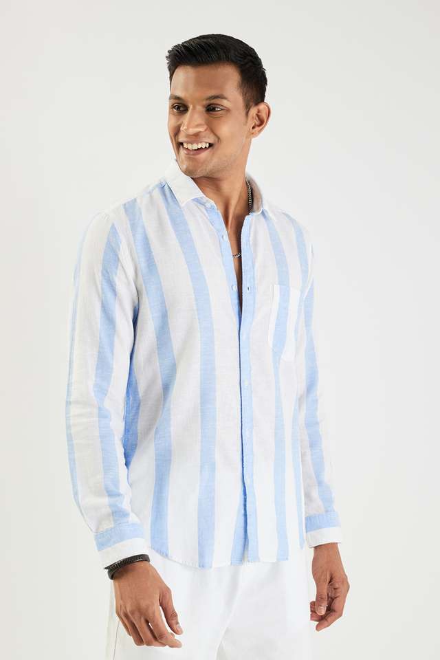 Stripes-Linen-Blend-Slim-Fit-Men-s-Casual-Wear-Shirt