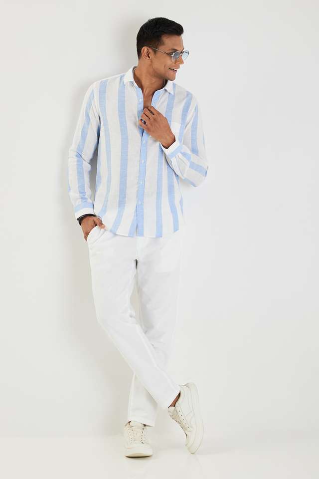 Stripes-Linen-Blend-Slim-Fit-Men-s-Casual-Wear-Shirt