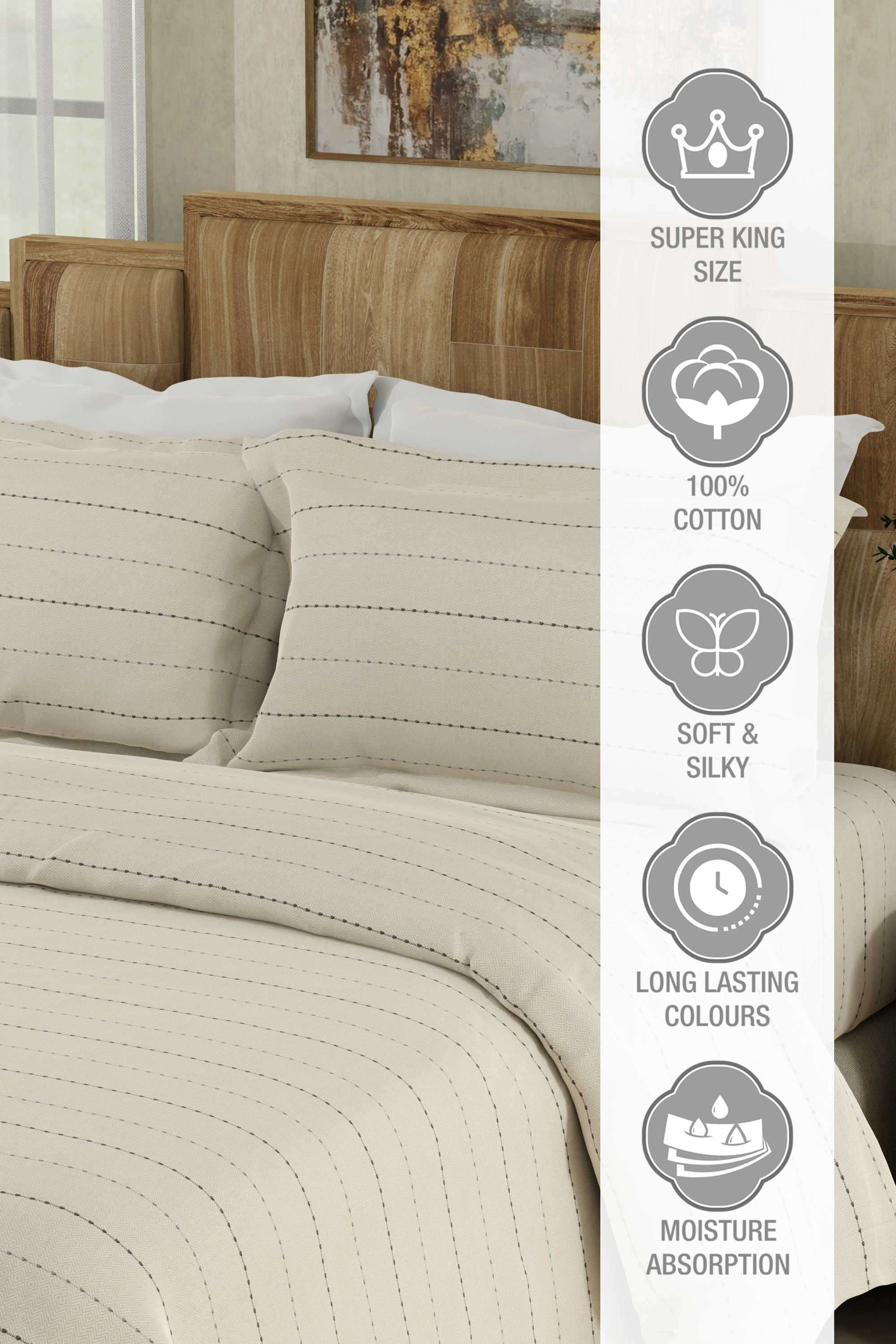 Gardenia-Augusta-100--Cotton-300-TC-White-Digitally-Printed-Super-King-Bedsheet-with-2-Pillow-Covers