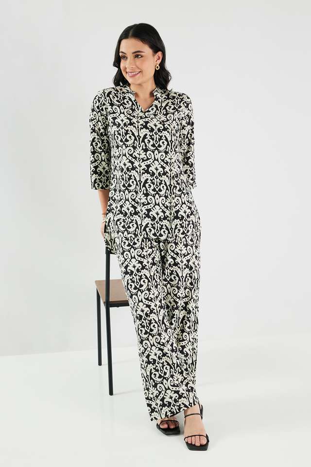 Printed-Blended-Fabric-Collared-Women-s-Co-Ord-Set