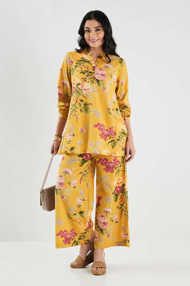 Printed-Blended-Fabric-Collared-Women-s-Co-Ord-Set