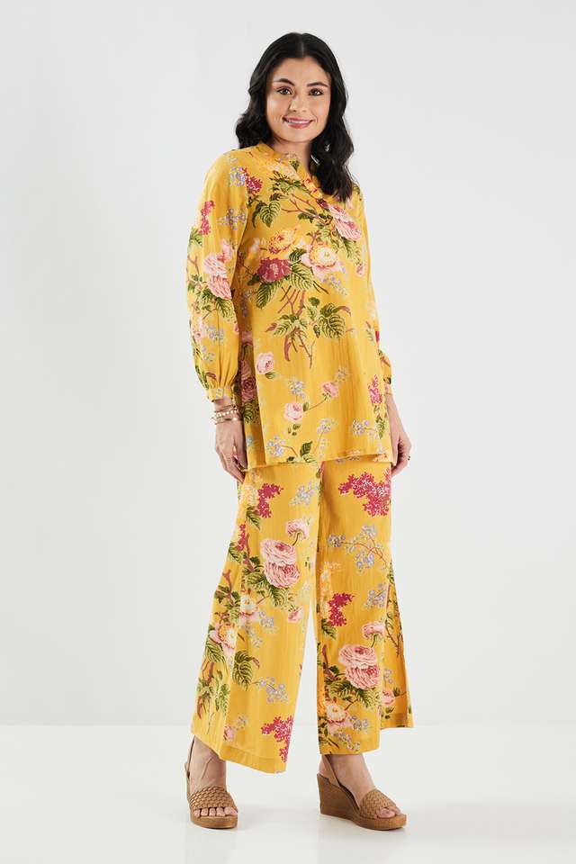 Printed-Blended-Fabric-Collared-Women-s-Co-Ord-Set